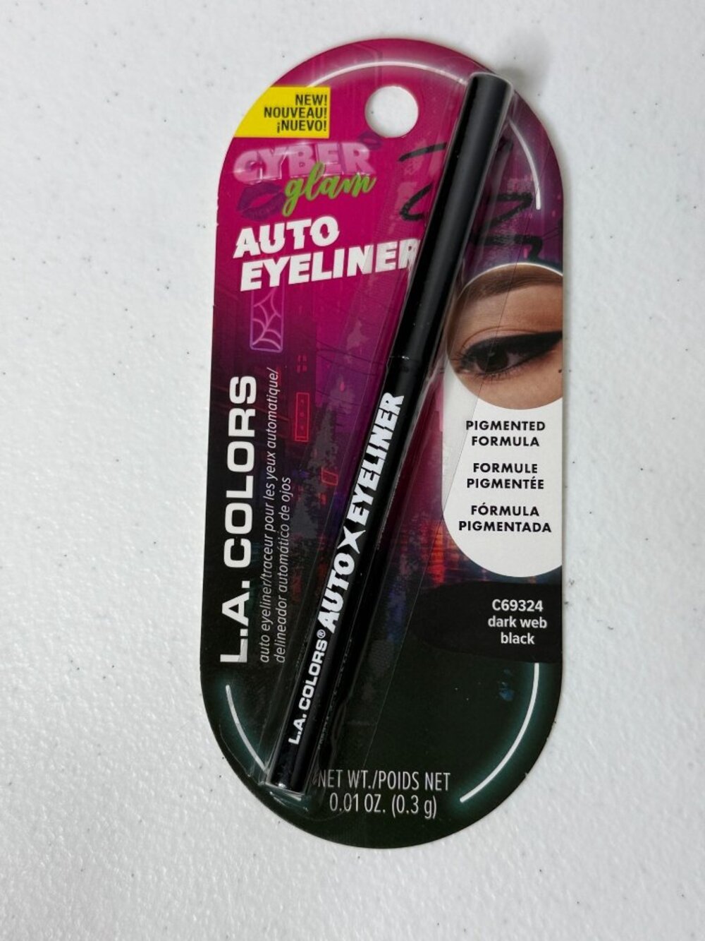 LA Colors Cyber Glam Dark Web Black Auto Eyeliner C69324 Goth Y2K Grunge